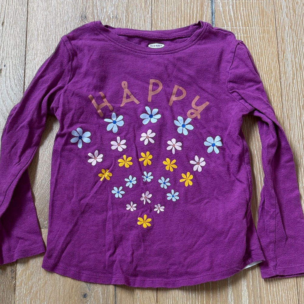 Old Navy Purple Long Sleeve Tee with Floral Print